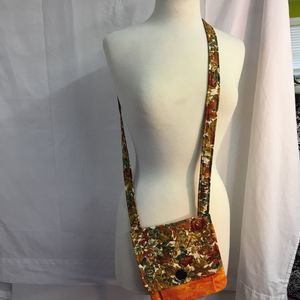 Purse-Crossbody Purse Womens Teens Handmade Orange Autumn Leaves Long St…